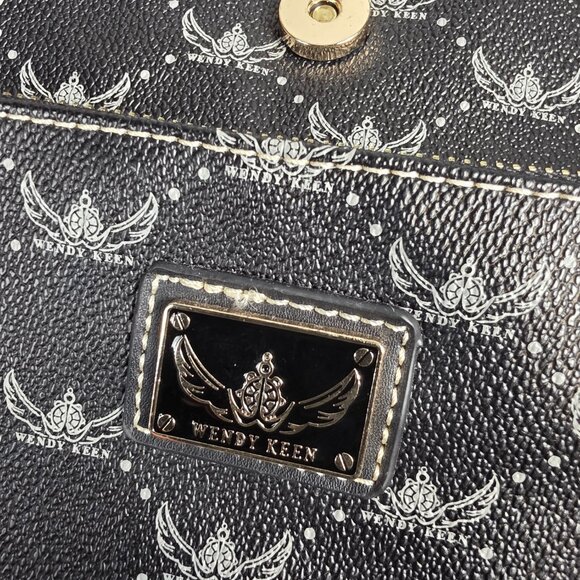 Wendy Keen Drawstring Backpack 🛡️ Dark Goth Biker Monogram Vegan Leather - Picture 13 of 16